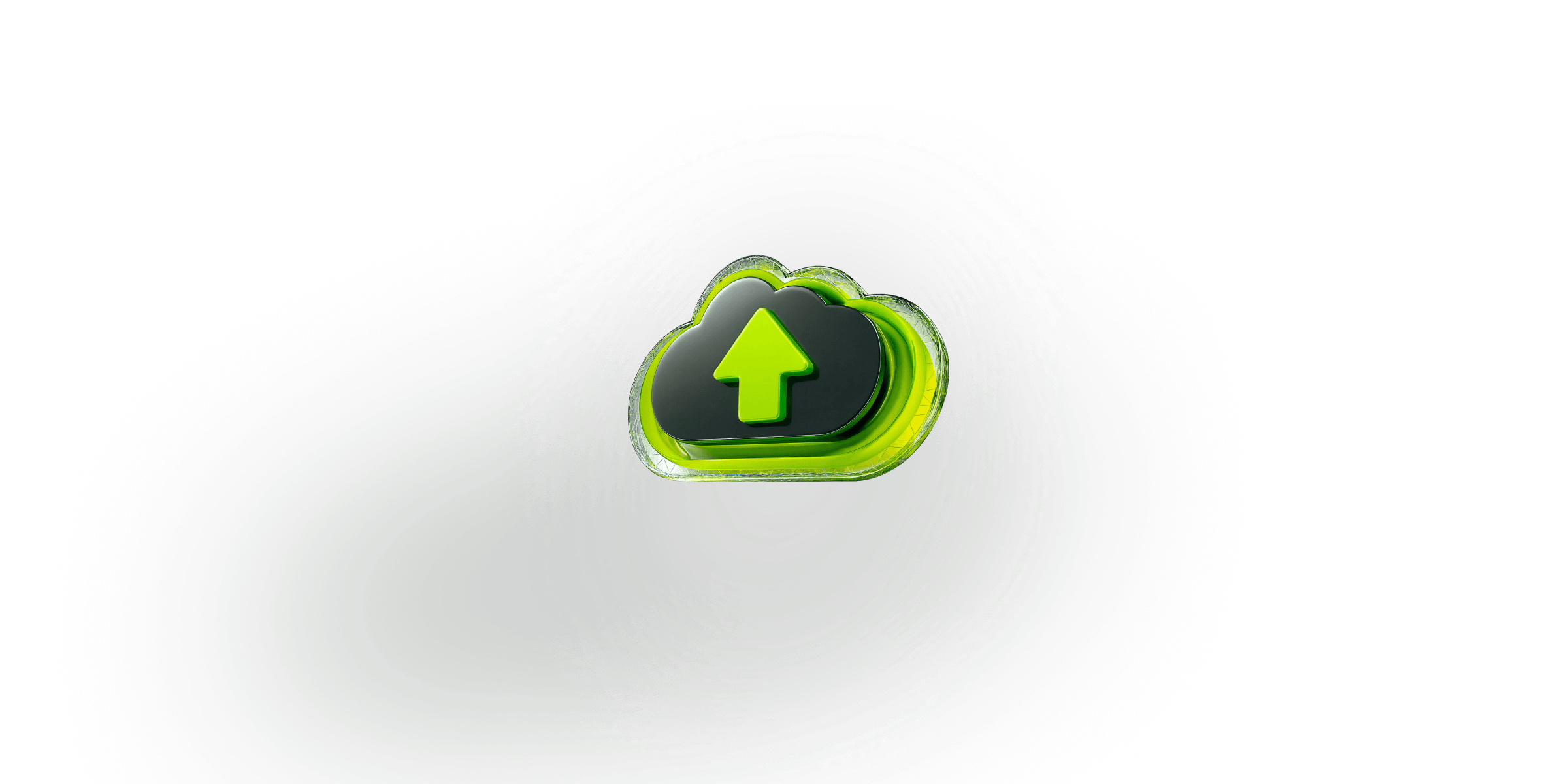 Green cloud icon with an upward arrow.